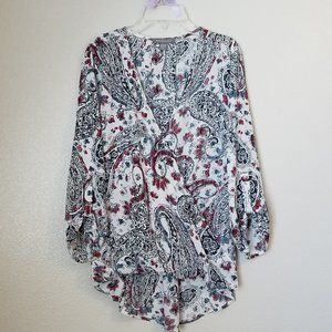 NWT Peace & Pearls Stripe Paisley Top Shirt Blouse